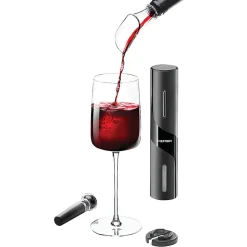 GNBI Chefman Electric Wine Opener With Pourer, Vacuum Stopper And Foil Cutter, Black