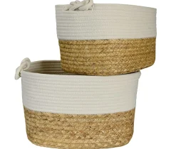GNBI Infinity Knot Basket 2-Piece Set, Cream/Natural