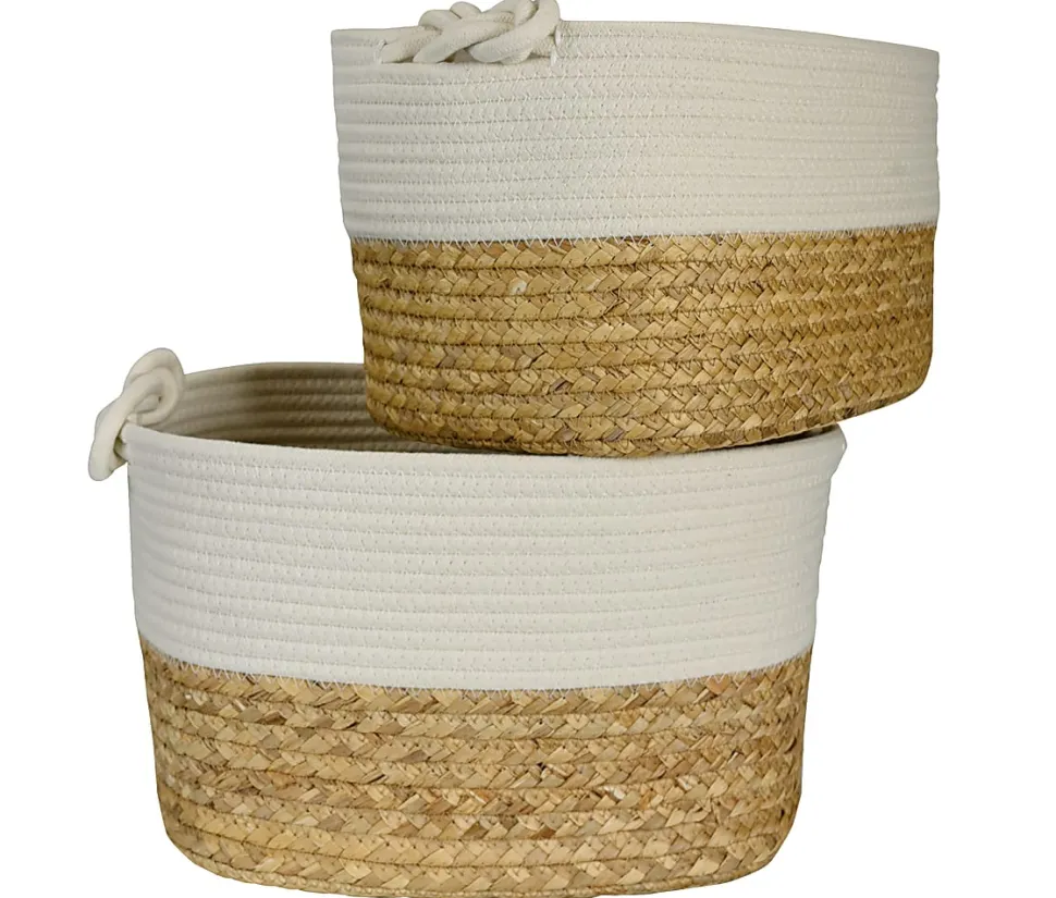 GNBI Infinity Knot Basket 2-Piece Set, Cream/Natural