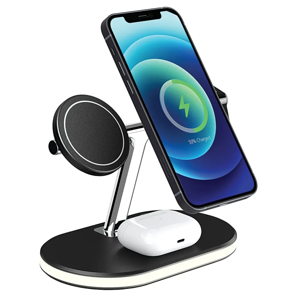 GNBI 3-In-1 Magnetic Wireless Charger, Black, 7359