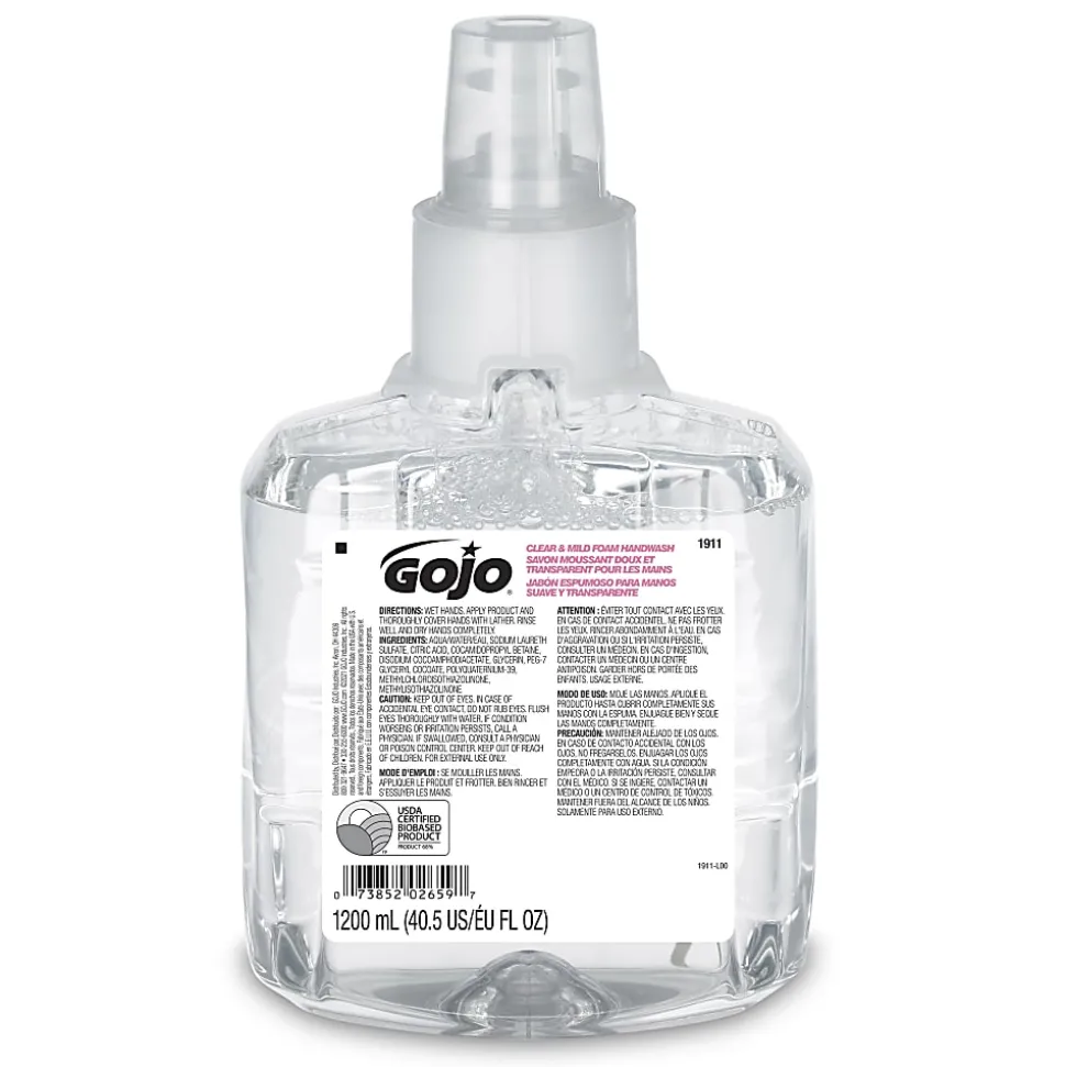 GOJO® Clear & Mild Foam Hand Wash Soap, Unscented, 40.5 Oz Refill