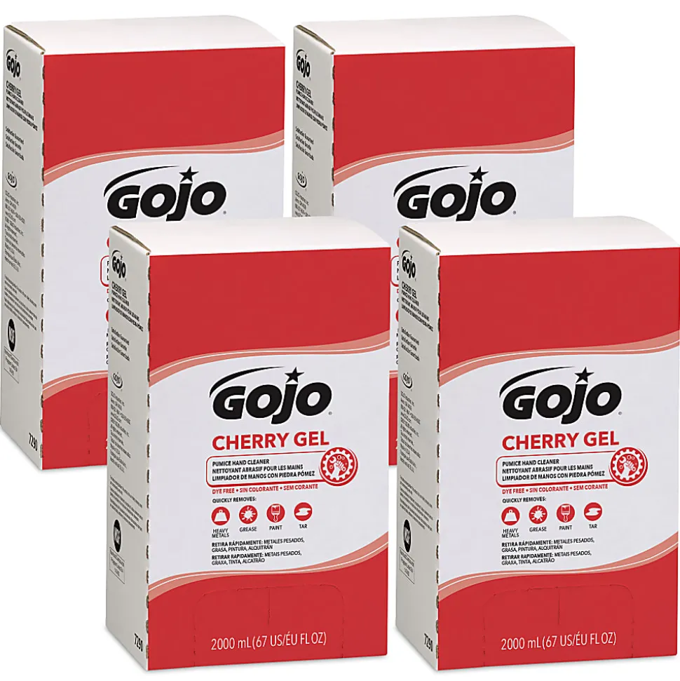 GOJO® Gel Pumice Hand Soap Cleaner, Cherry Scent, 67.6 Oz, Case Of 4 Refills