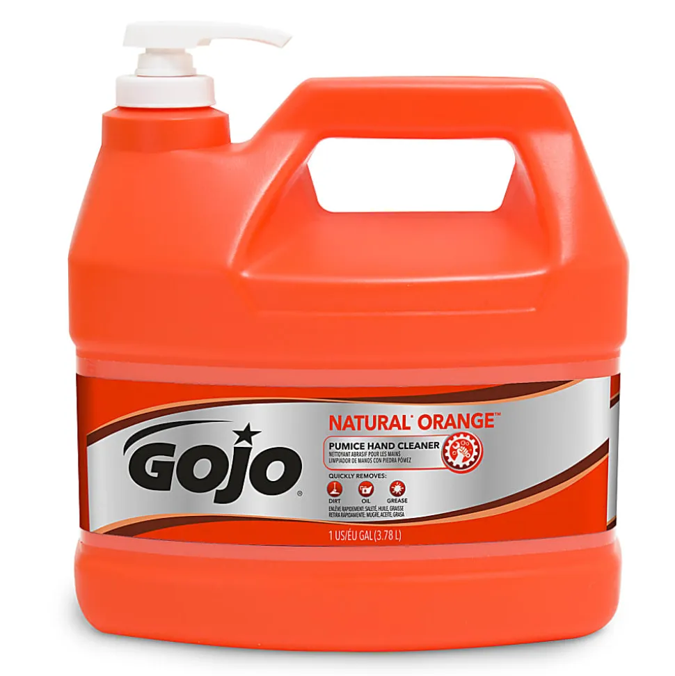 GOJO® Natural Orange Pumice Heavy-Duty Lotion Hand Soap Cleaner, Citrus Scent, 128 Oz, Carton Of 4 Bottles