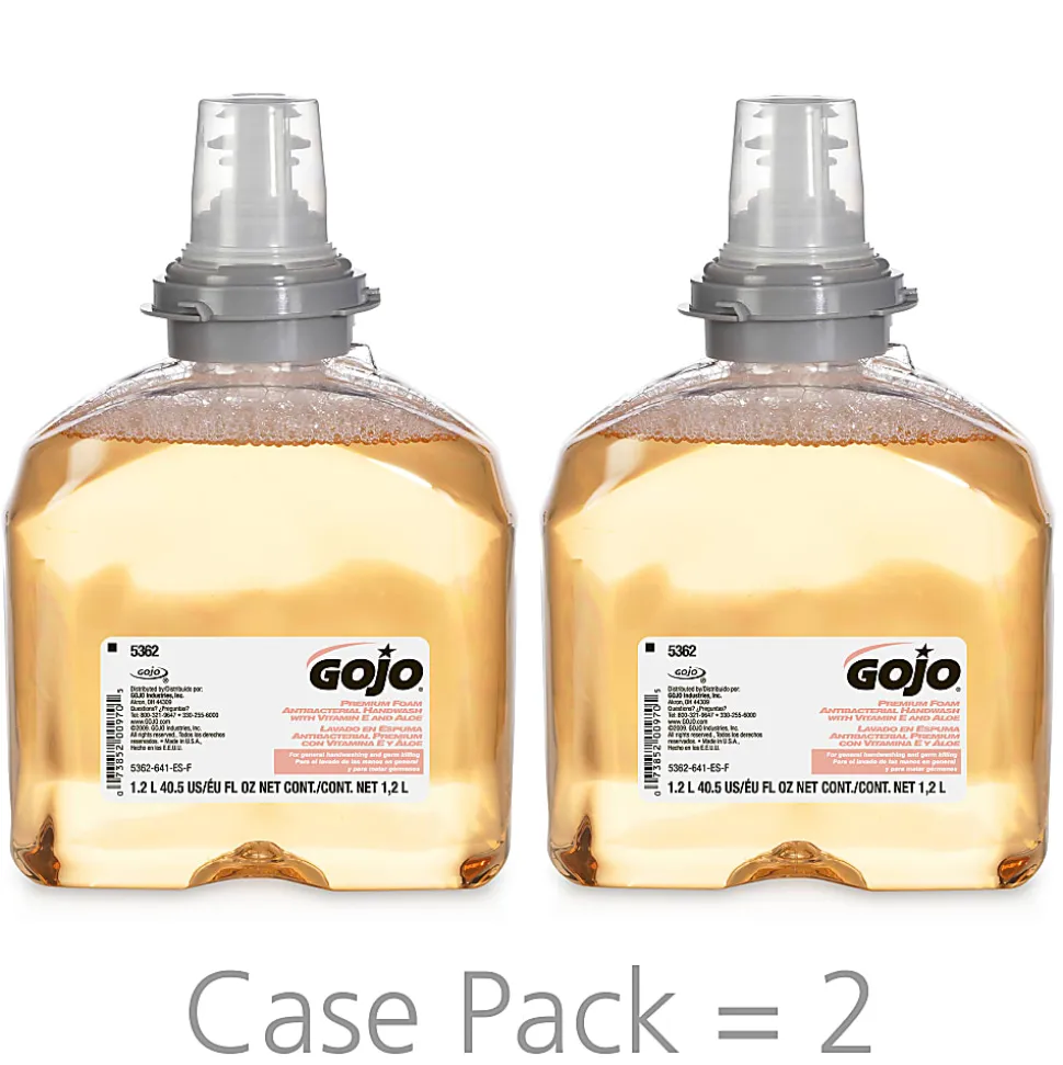 GOJO® TFX Touch-Free Antibacterial Foam Hand Soap, Orange Scent, 40.5 Oz, Carton Of 2 Bottles