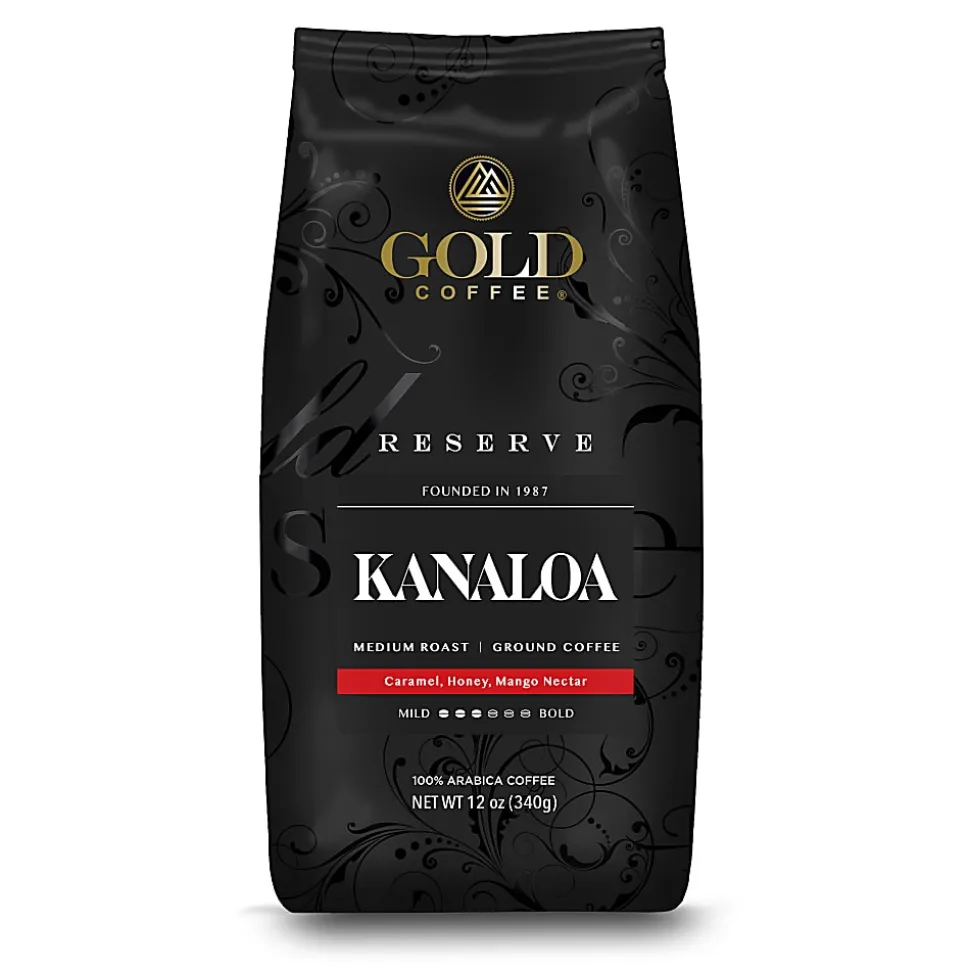 Gold Coffee Company Ground Kanaloa Blend, 12 Oz, Total Qty 4