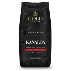 Gold Coffee Company Kanaloa Blend, Whole Bean, 12 Oz, Total Qty 1