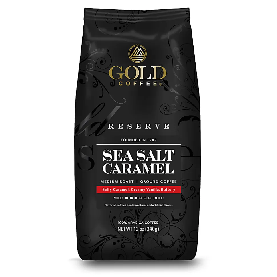 Gold Coffee Company Sea Salt Caramel Blend, Ground Bean, 12 Oz, Total Qty 1