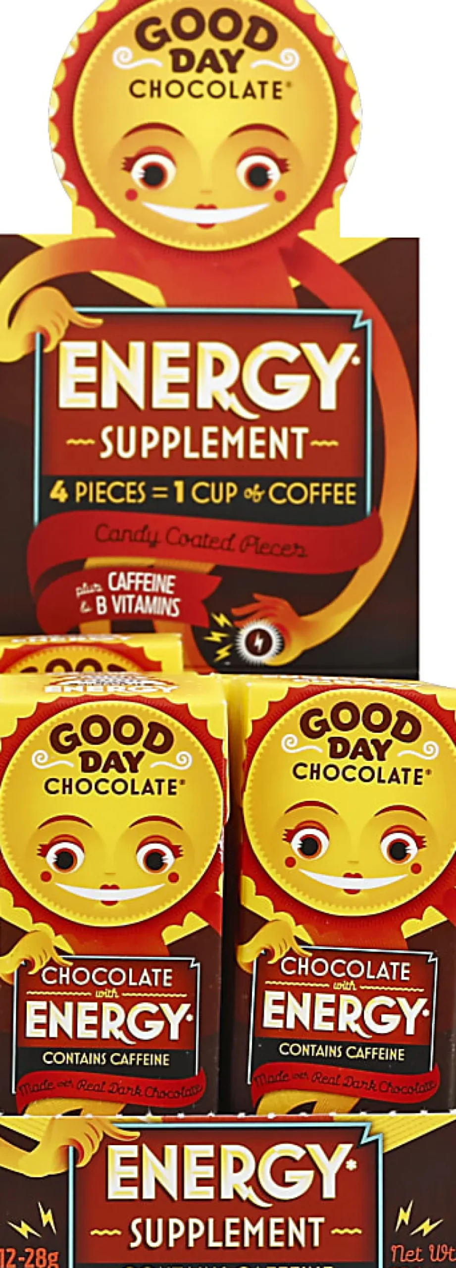 Good Day Chocolate Supplements, Dietary With Energy Dark Chocolate, 0.99 Oz, Total Qty 96