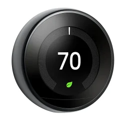Google™ Nest Programmable Learning Thermostat With Temperature Sensor, 3rd Generation, Black, T3018US