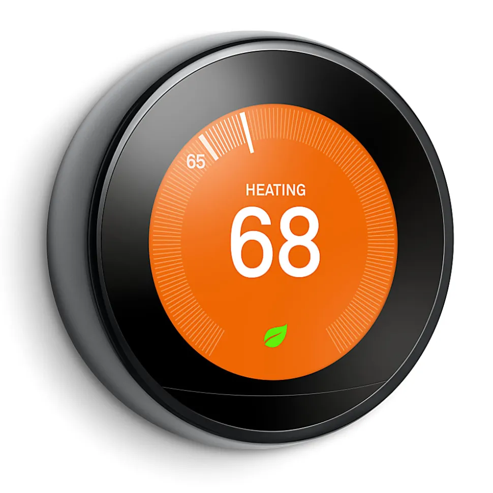 Google™ Nest Programmable Learning Thermostat With Temperature Sensor, 3rd Generation, Black, T3018US