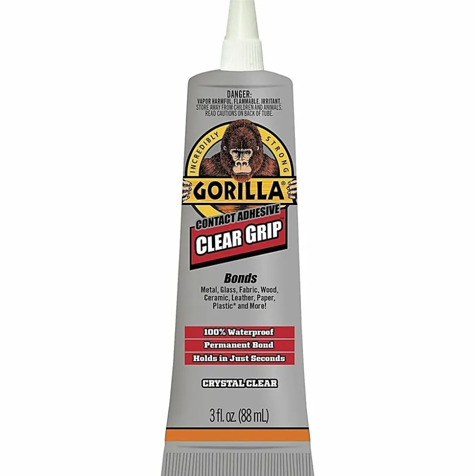 Gorilla Clear Grip Contact Adhesive - 3 fl oz - Clear - 1 Each