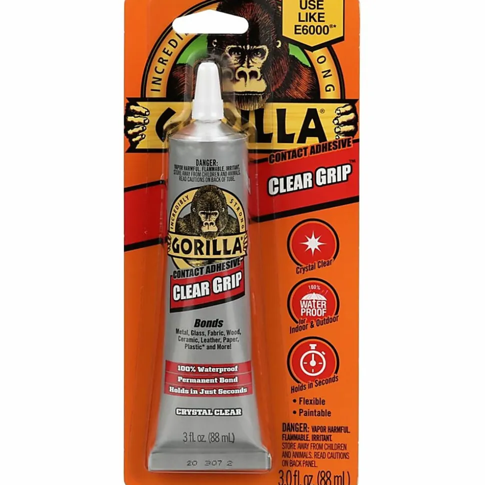 Gorilla Clear Grip Contact Adhesive - 3 fl oz - Clear - 1 Each