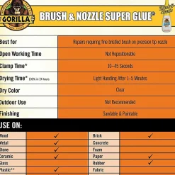 Gorilla™ Super Glue Brush & Nozzle, 0.35 Oz