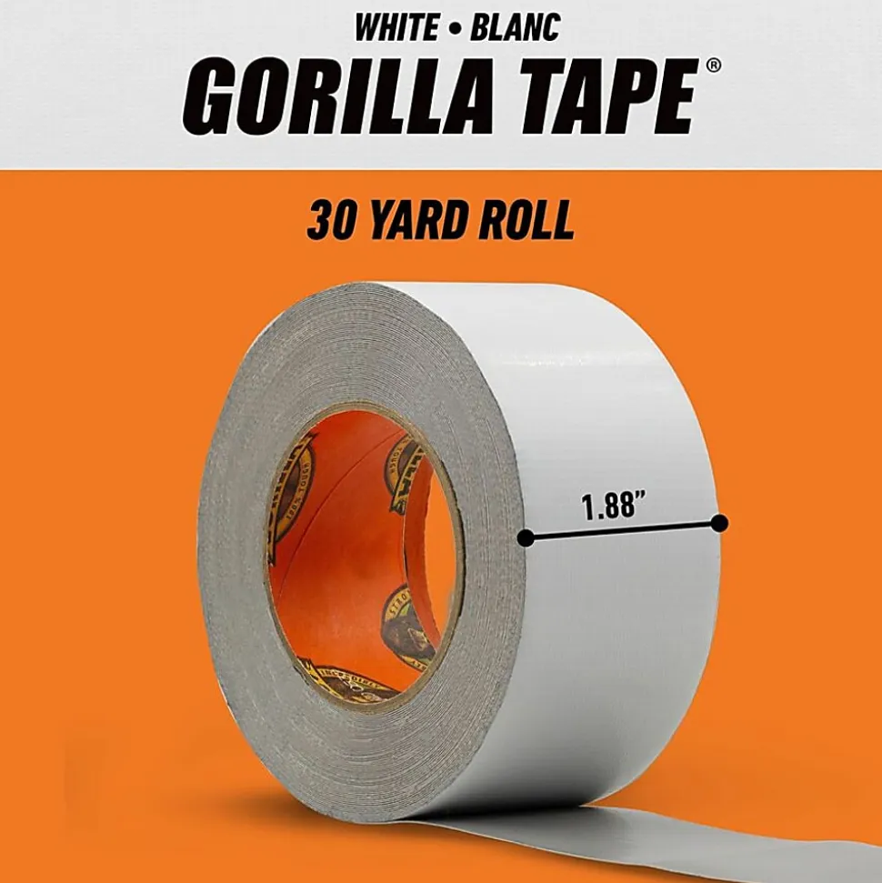 Gorilla Tape - 30 yd Length x 1.88" Width - White - 1 Each