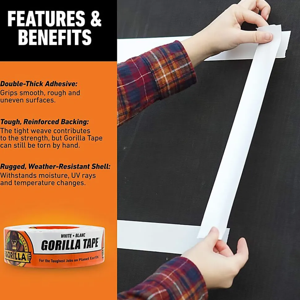 Gorilla Tape - 30 yd Length x 1.88" Width - White - 1 Each