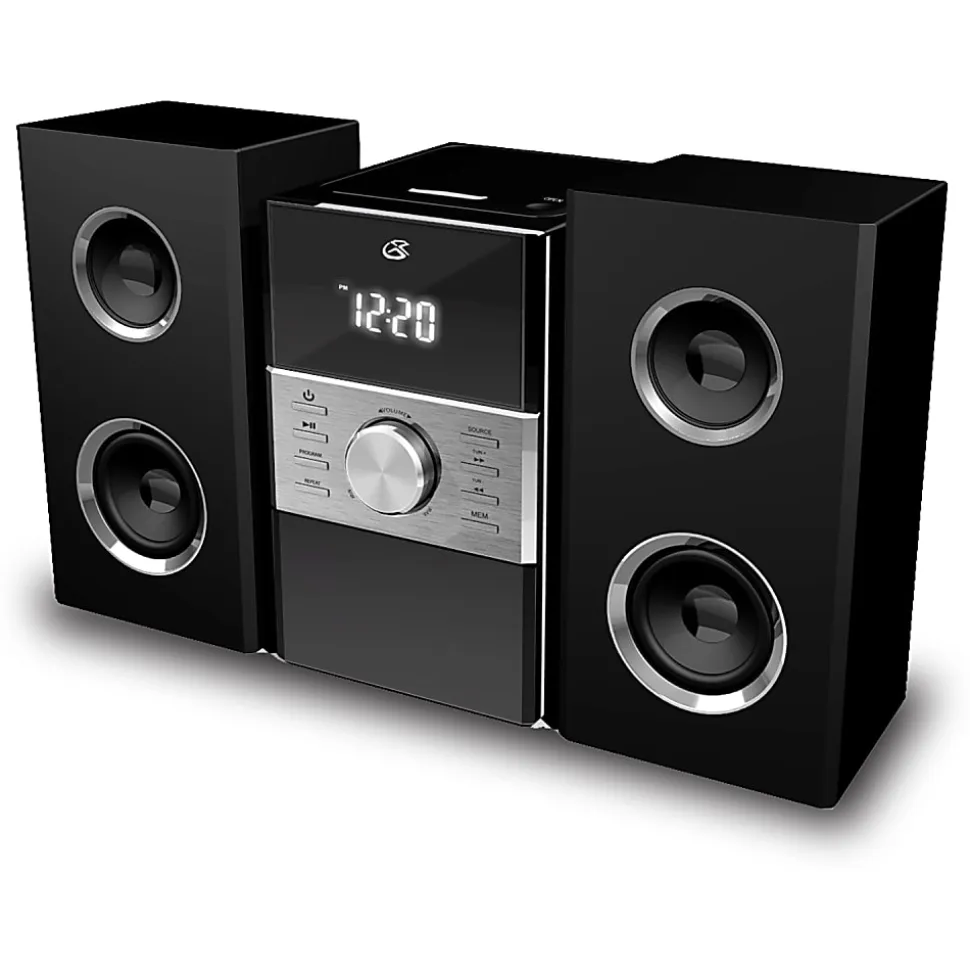 GPX HC425B 2-Channel Stereo Home Music System With AM/FM Radio, 9-1/2”H x 7-1/8”W x 5-15/16”D