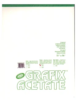 Grafix Matte Acetate Film Pad, 11" x 14", 0.003" Thick, 25 Sheets