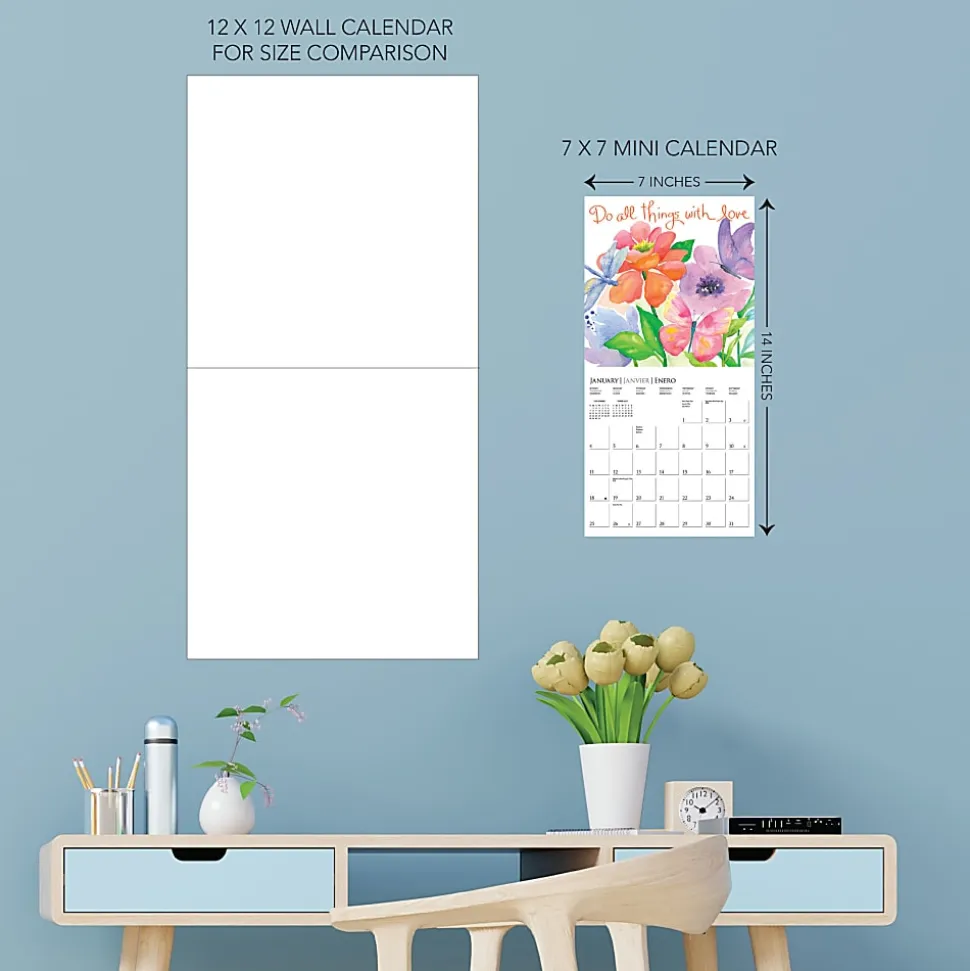 2026 Graphique Inspirational Monthly Mini Wall Calendar, 7" x 7", Live Love Laugh, January To December, MY44026