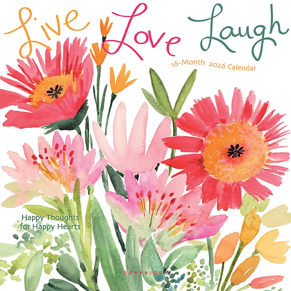 2026 Graphique Inspirational Monthly Mini Wall Calendar, 7" x 7", Live Love Laugh, January To December, MY44026