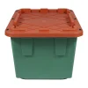 GreenMade® Professional Storage Tote With Handles/Snap Lid, 14-3/4”H x 20-1/4”W x 30-1/10”L, 27-Gallon, Green/Red