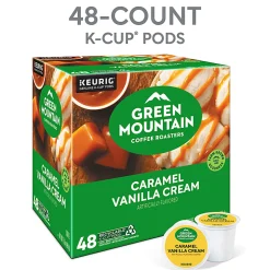 Green Mountain CoffeeĀ® Caramel Vanilla Cream Coffee K-CupĀ® Pods, Light Roast, Box Of 48 Pods