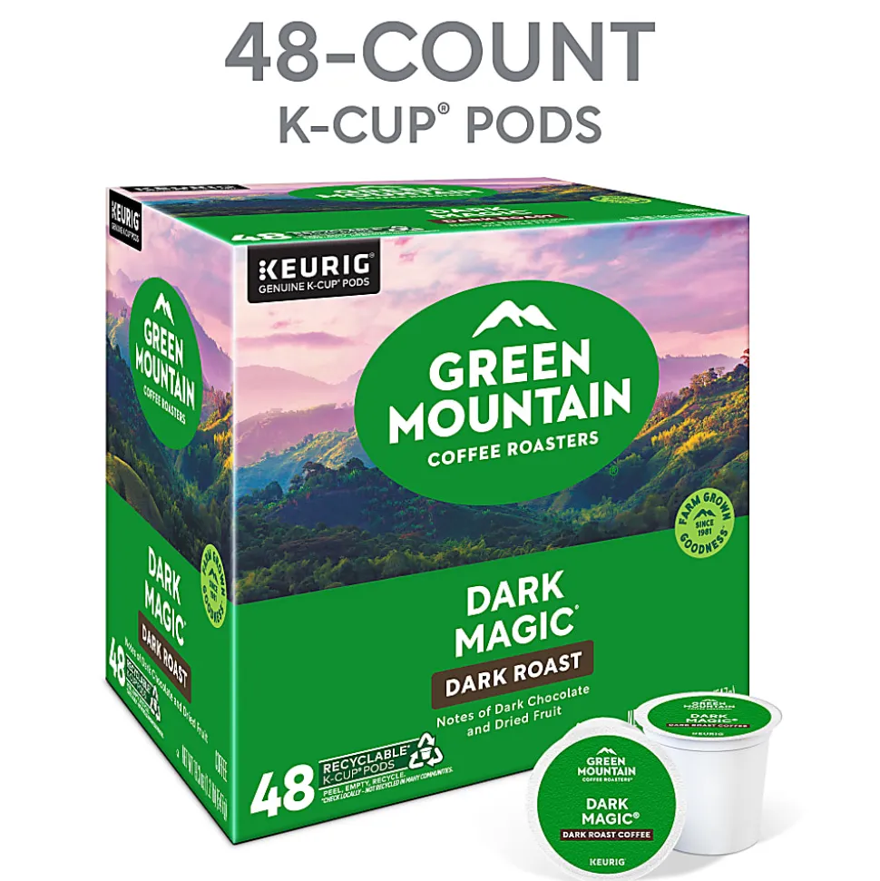 Green Mountain Coffee® Dark Magic Extra-Bold Coffee K-Cup® Pods, Dark Roast, Classic, Box Of 48 Pods