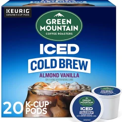 Green Mountain Coffee Iced Cold Brew Coffee Keurig K-Cup Pods, Single Serve, Almond Vanilla, Pack Of 20 Pods