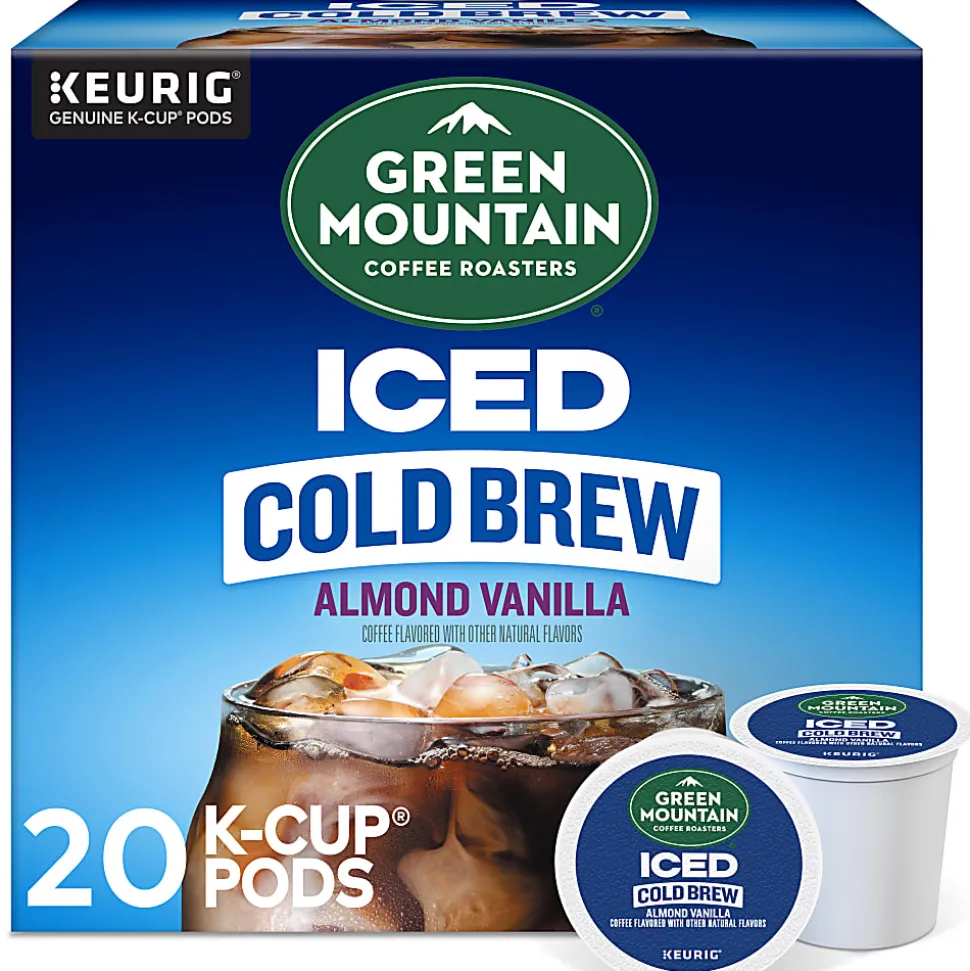 Green Mountain Coffee Iced Cold Brew Coffee Keurig K-Cup Pods, Single Serve, Almond Vanilla, Pack Of 20 Pods