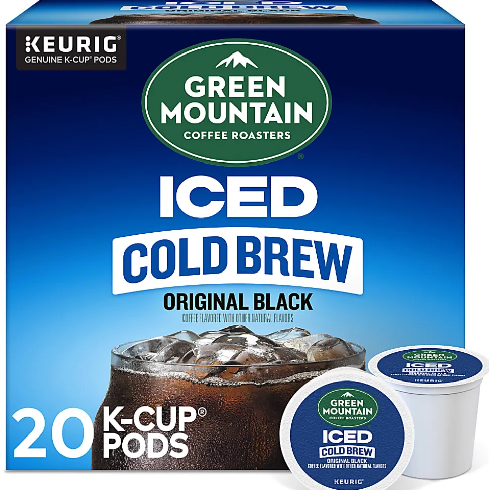 Green Mountain Coffee Iced Cold Brew Coffee Keurig K-Cup Pods, Single Serve, Original Black, Pack Of 20 Pods