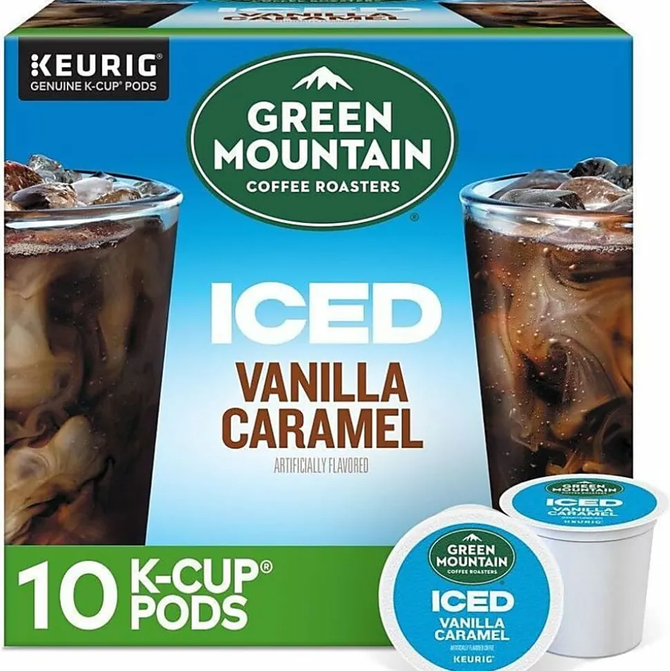 Green Mountain Coffee Roasters ICED Vanilla Caramel Single Serve Keurig K-Cup Pods, Pack Of 10 Pods