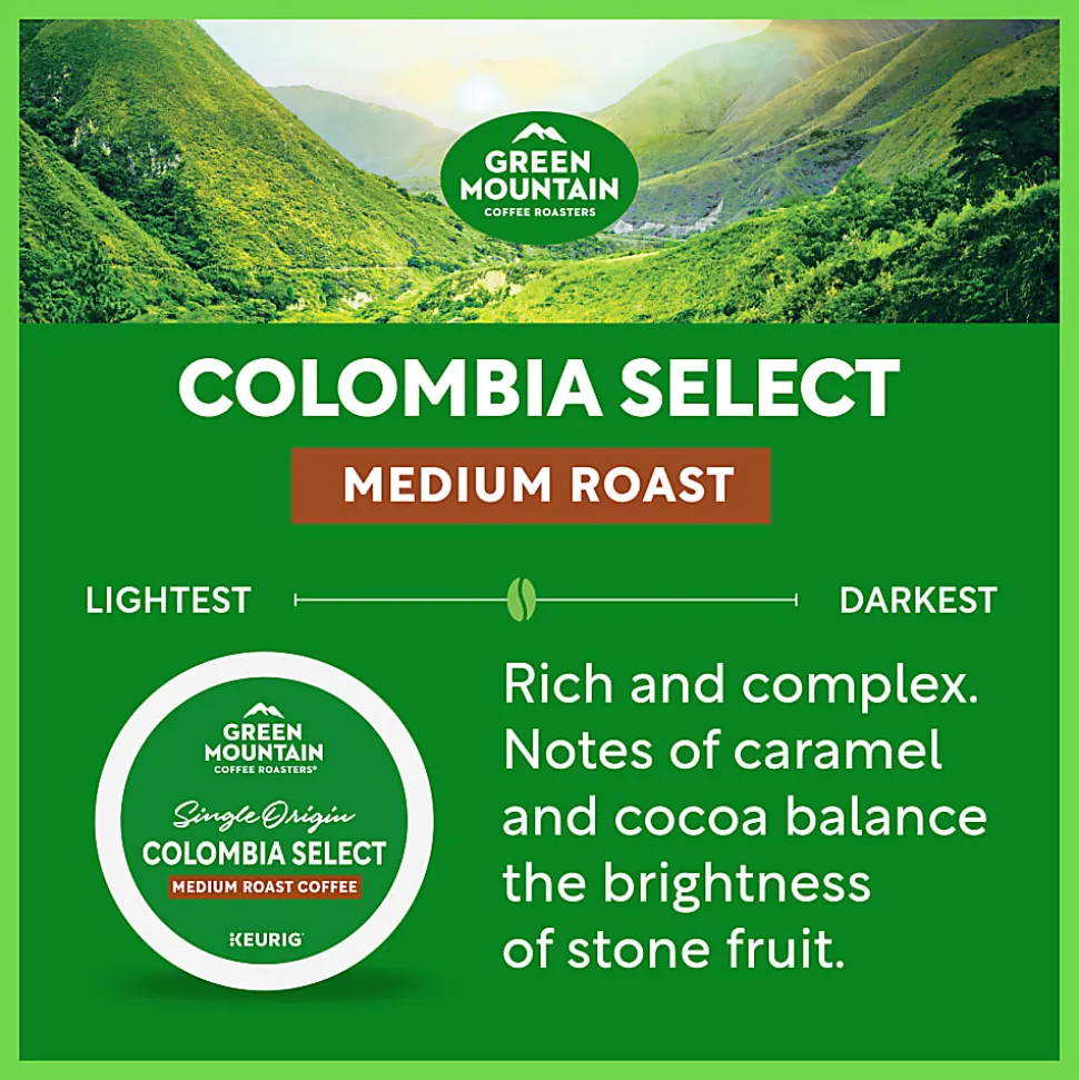 Green Mountain Coffee Roasters® Single-Serve Coffee K-Cup® Pods, Colombia Select Coffee, 96 Count, 4 Boxes of 24