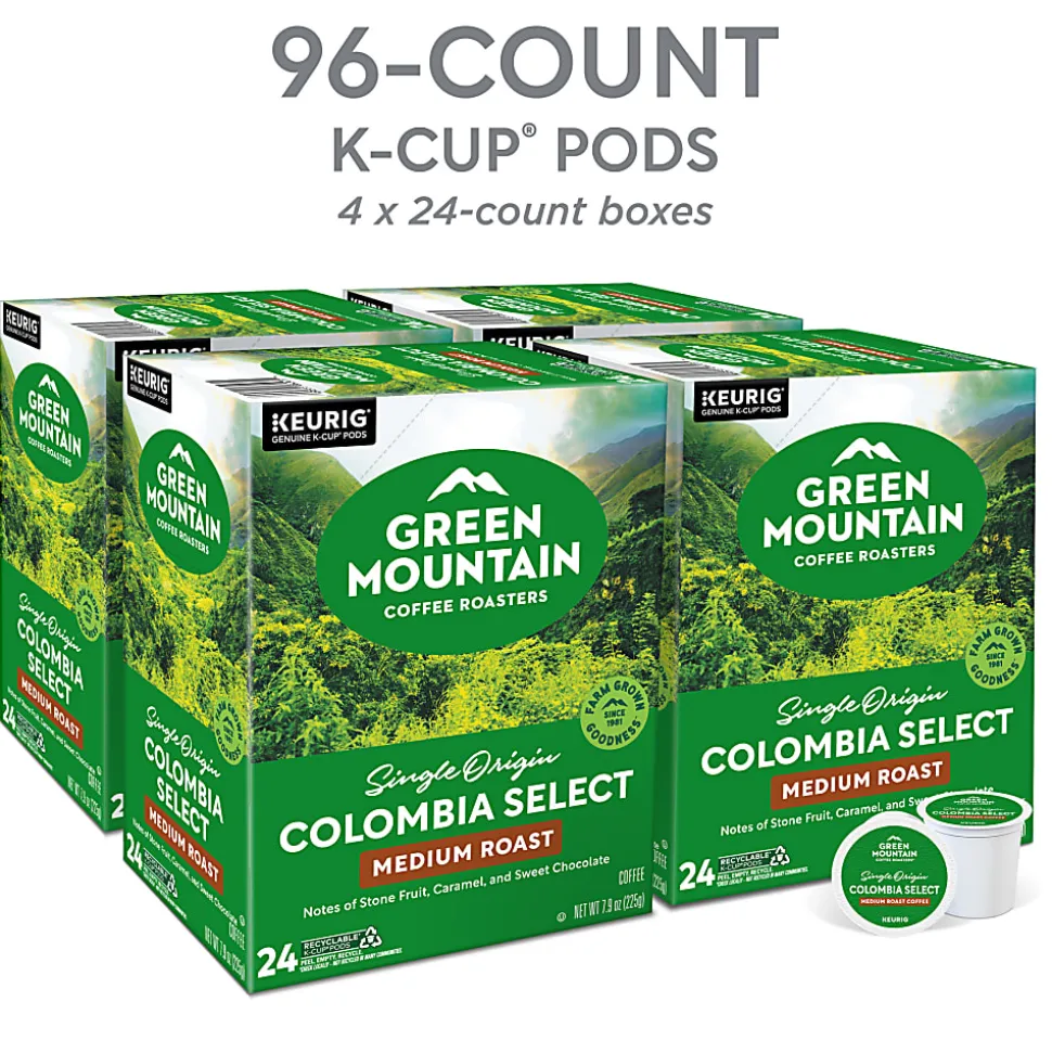 Green Mountain Coffee Roasters® Single-Serve Coffee K-Cup® Pods, Colombia Select Coffee, 96 Count, 4 Boxes of 24