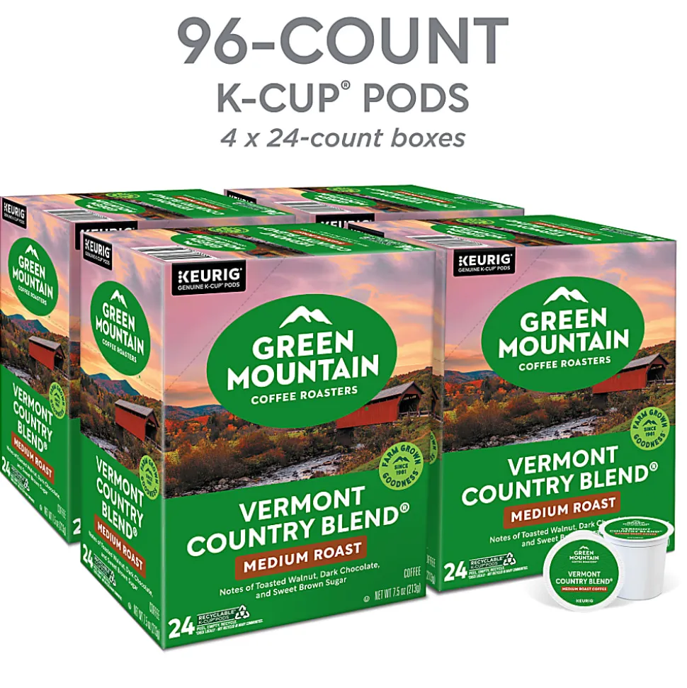 Green Mountain Coffee Roasters® Single-Serve Coffee K-Cup® Pods, Vermont Country Blend®, 96 Count, 4 Boxes of 24
