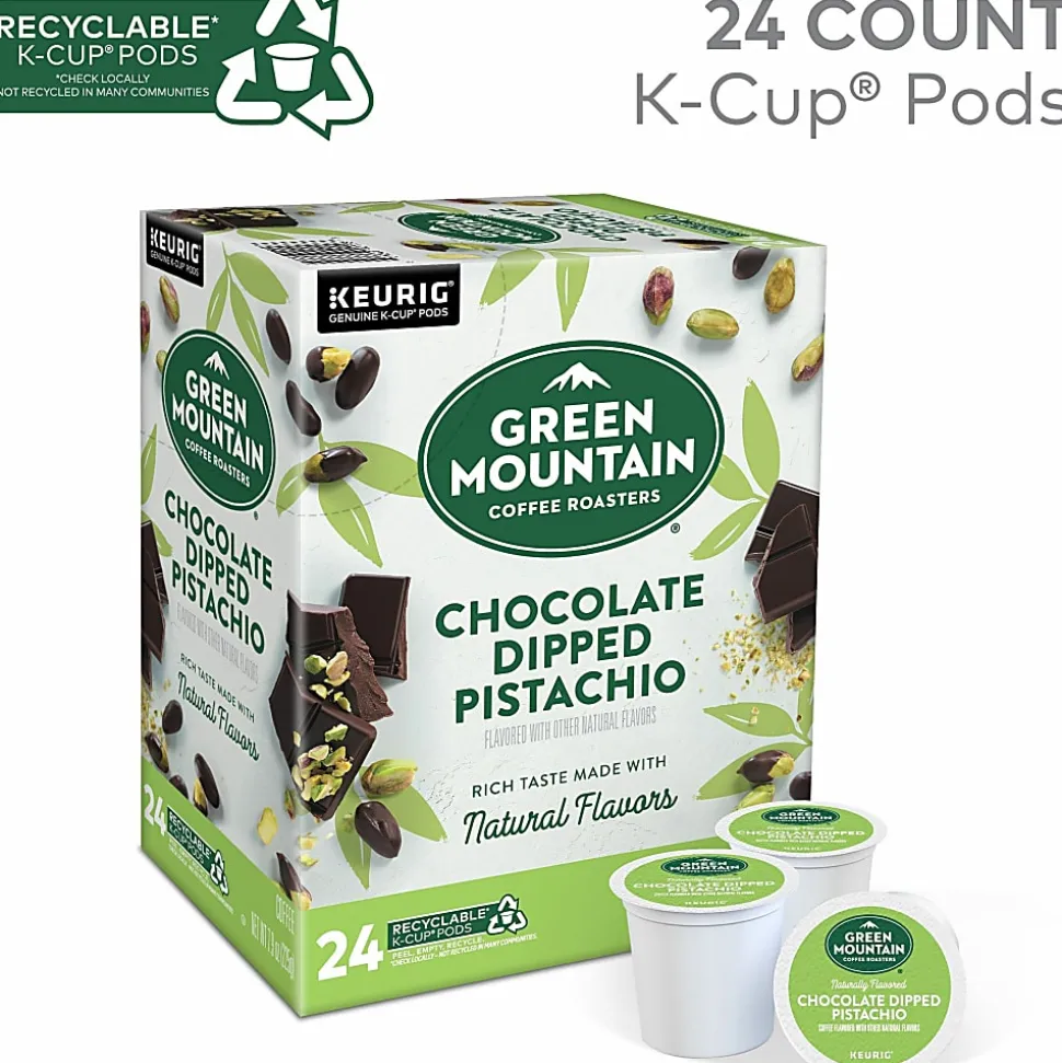 Green Mountain Coffee Roasters® Chocolate Dipped Pistachio Flavored Coffee, Single Serve K-Cup Pods, 24 Count