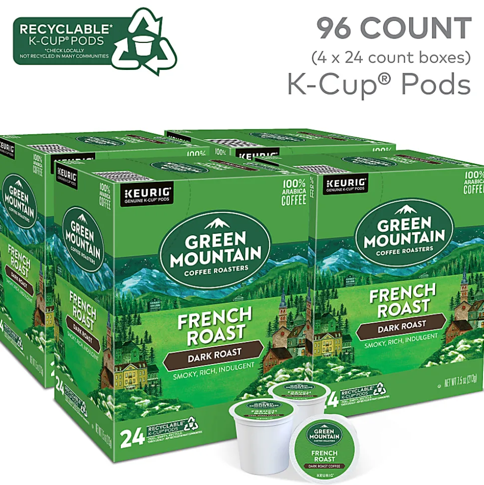 Green Mountain Coffee Roasters French Roast Keurig K-Cup Pods, Dark Roast Coffee, 96 Count (4 Packs of 24)