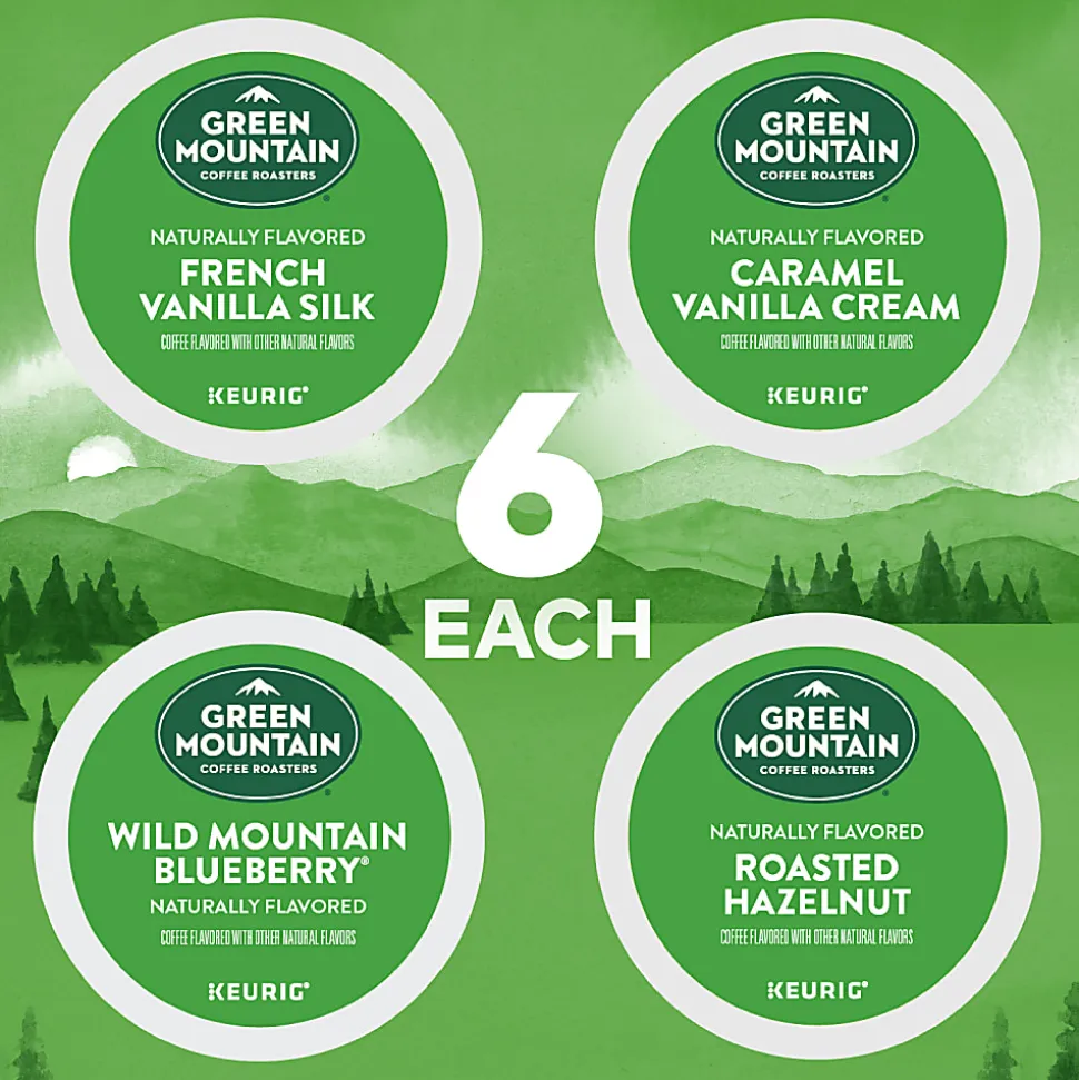 Green Mountain Coffee Roasters Flavored Coffee Variety Pack Keurig Single Serve K-Cup Pods, 24 Pods Per Pack, Case Of 4 Packs