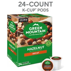 Green Mountain Coffee Roasters Hazelnut Decaf Coffee, Keurig Single-Serve K-Cup Pods, Light Roast, 24 Count