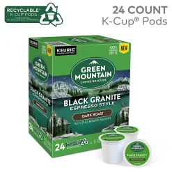 Green Mountain Coffee® Single-Serve Coffee K-Cup®, Black Granite Espresso, Carton Of 24 Pods