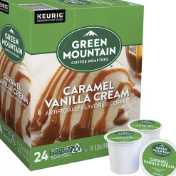 Green Mountain Coffee® Single-Serve Coffee K-Cup®, Caramel Vanilla Cream, Carton Of 96, 4 x 24 Per Box