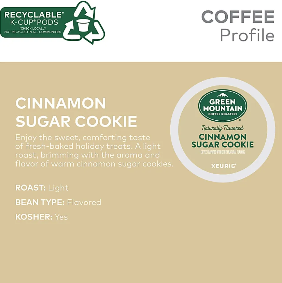Green Mountain Coffee® Single-Serve Coffee K-Cup® Pods, Cinnamon Sugar Cookie, Carton Of 24
