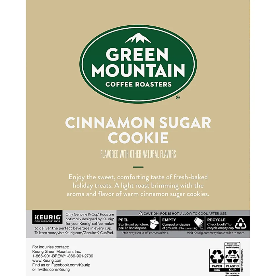Green Mountain Coffee® Single-Serve Coffee K-Cup® Pods, Cinnamon Sugar Cookie, Carton Of 24