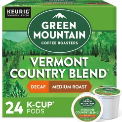 Green Mountain Coffee® Single-Serve Coffee K-Cup® Pods, Decaffeinated, Vermont Country Blend®, Carton Of 24