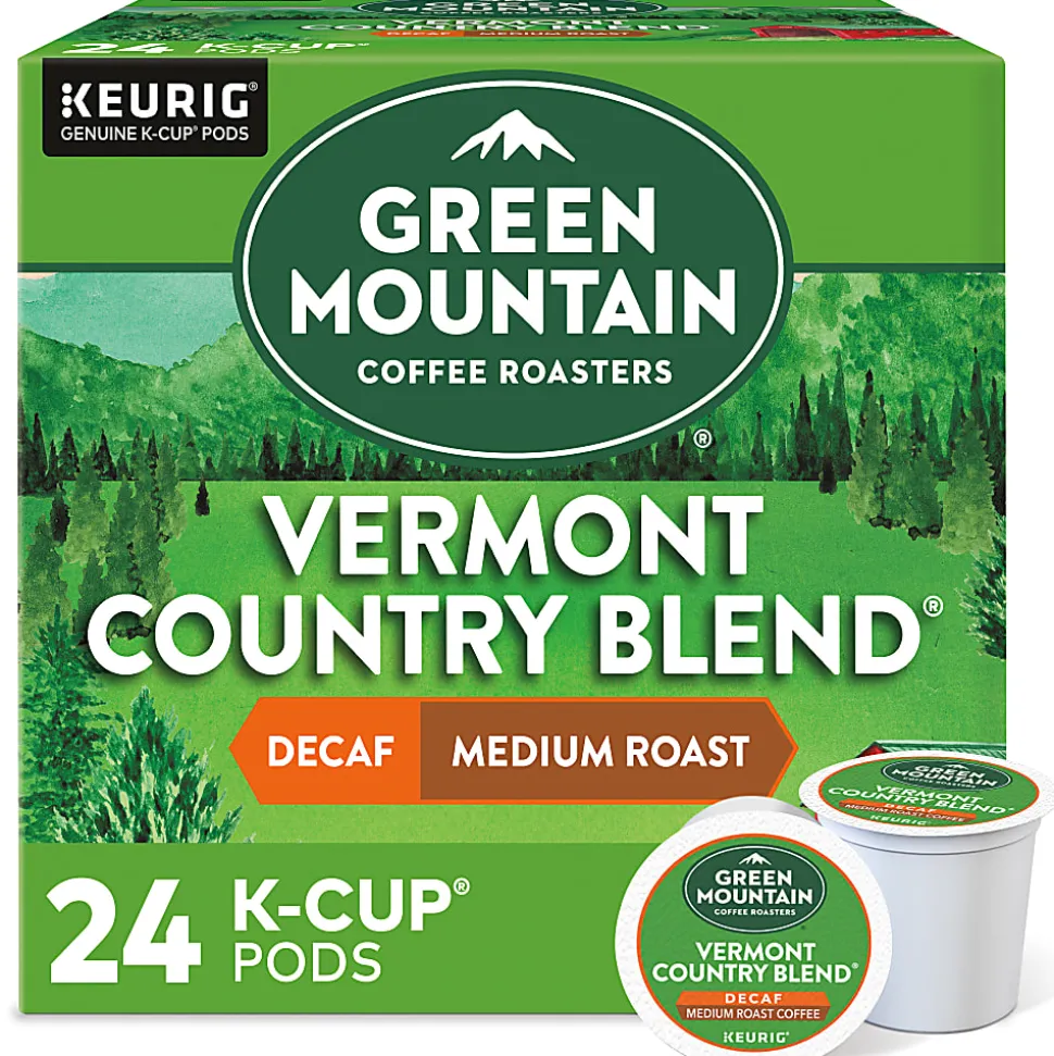 Green Mountain Coffee® Single-Serve Coffee K-Cup® Pods, Decaffeinated, Vermont Country Blend®, Carton Of 24