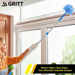 Gritt Commercial Cobweb Duster Brush With Telescopic Pole, 6-11/16