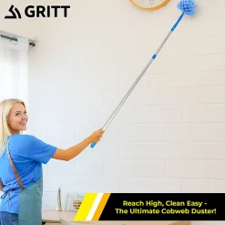 Gritt Commercial Cobweb Duster Brush With Telescopic Pole, 6-11/16