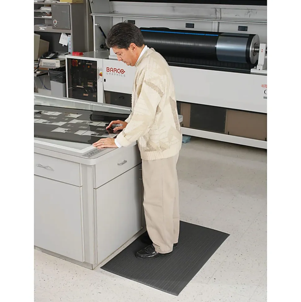 Guardian Floor Protection Air Step Anti-Fatigue Mat - Indoor - 60" Length x 36" Width x 0.37" Thickness - Polypropylene - Black