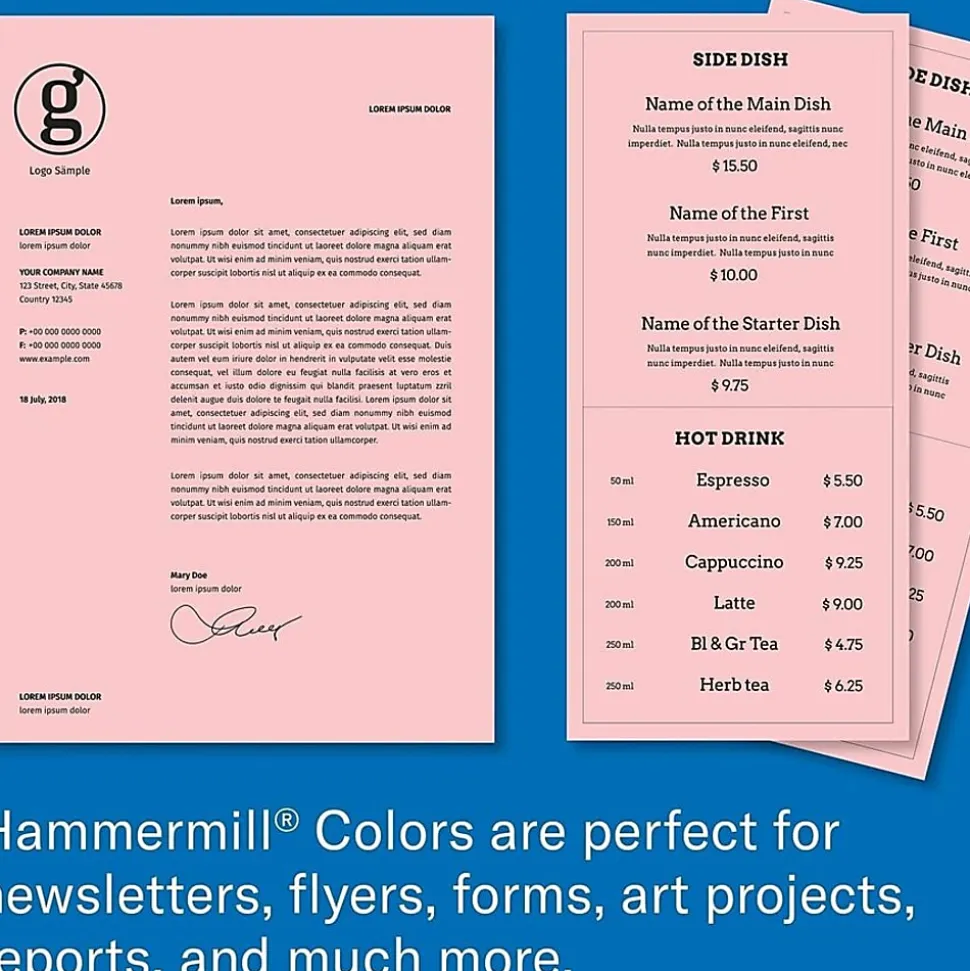 Hammermill® Colors Color Multi-Use Printer & Copy Paper, 10 Reams, Pink, Letter (8.5" x 11"), 5000 Sheets Per Case, 20 Lb