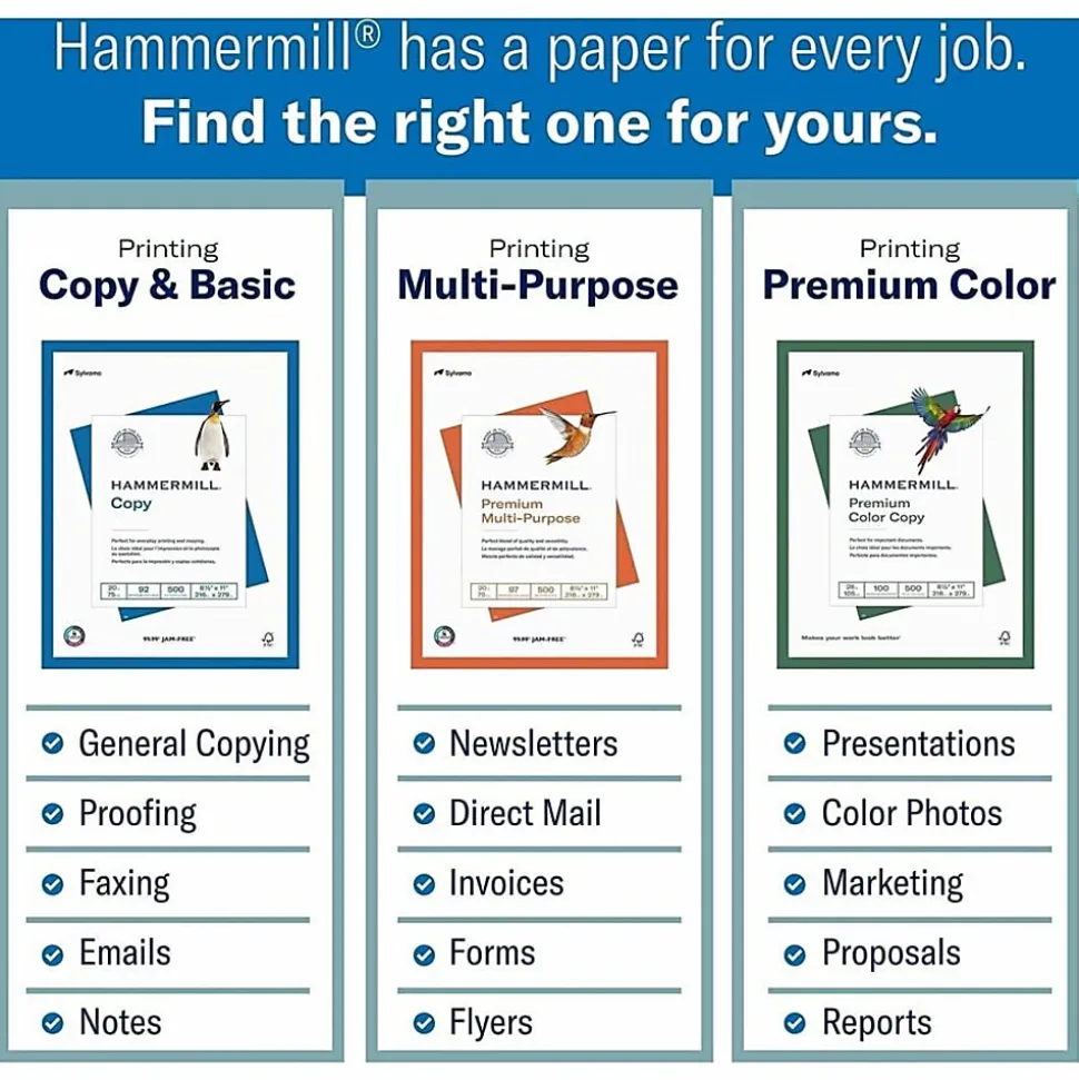Hammermill® Multi-Use Color Copy Paper, 10 Reams, Blue, Letter (8.5" x 11"), 5000 Sheets Per Case, 20 Lb