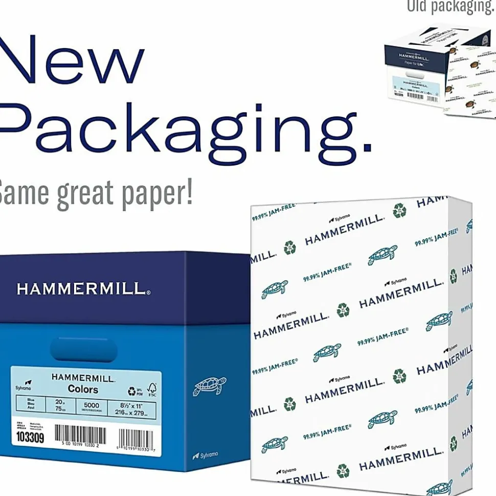 Hammermill® Multi-Use Color Copy Paper, 10 Reams, Blue, Letter (8.5" x 11"), 5000 Sheets Per Case, 20 Lb