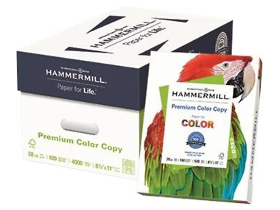 Hammermill® Premium Color Multi-Use Printer & Copy Paper, 5 Reams, Photo White, Letter (8.5" x 11"), 2500 Sheets Per Case, 28 Lb, 100 Brightness